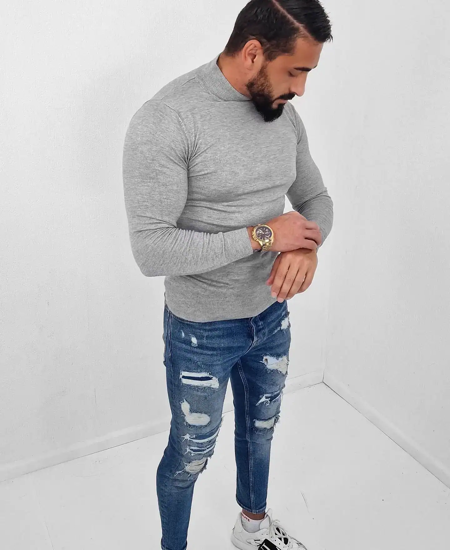 Coltrui Half Lange Kraag Grijs