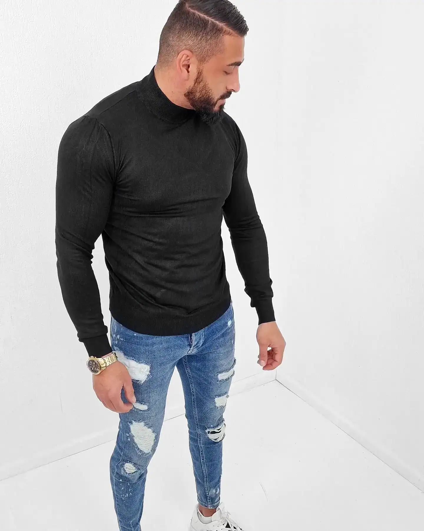 Coltrui Half Lange Kraag Zwart