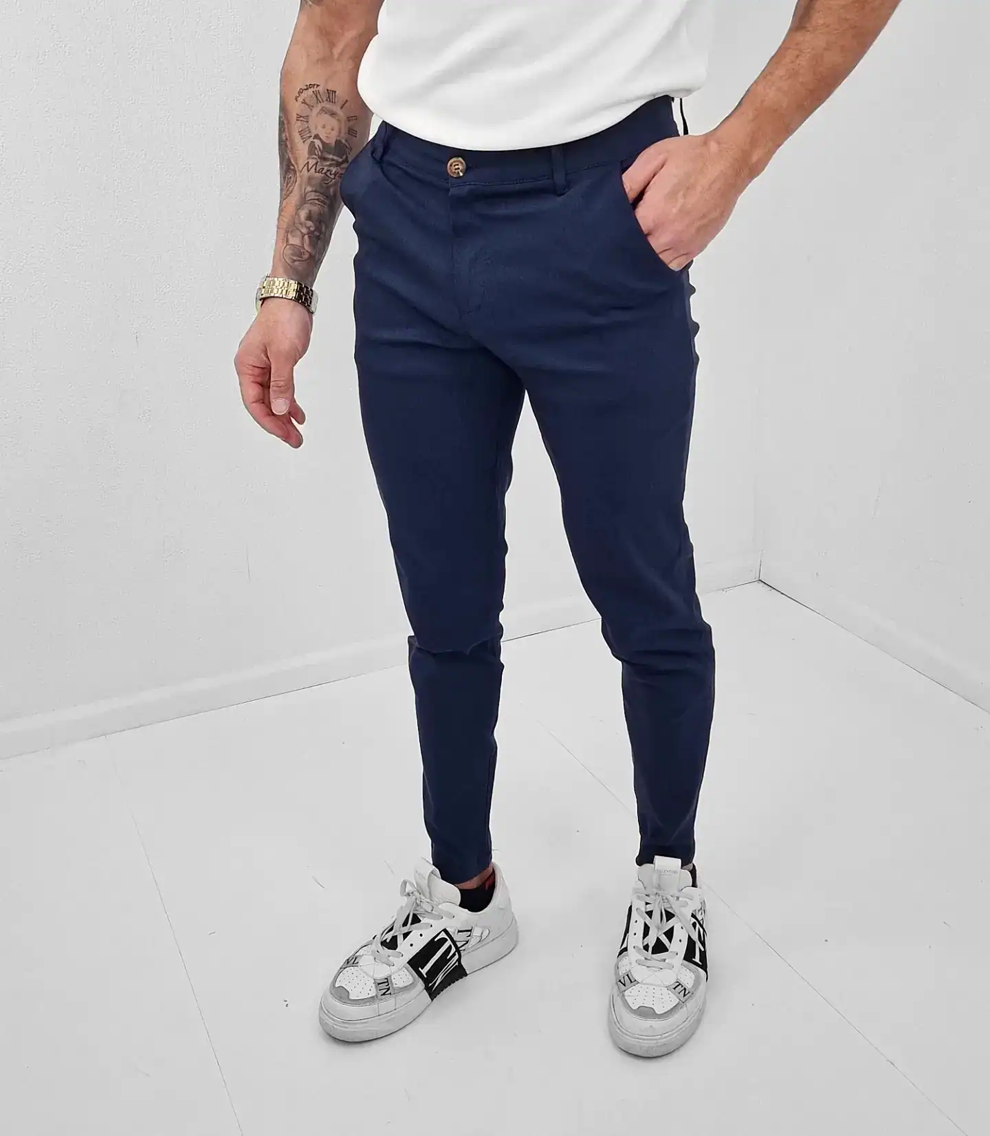 Super Stretch Chino Donker Blauw