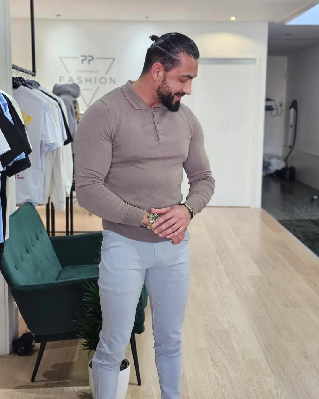 Polo Lange Mouwen met Knopen Bruin