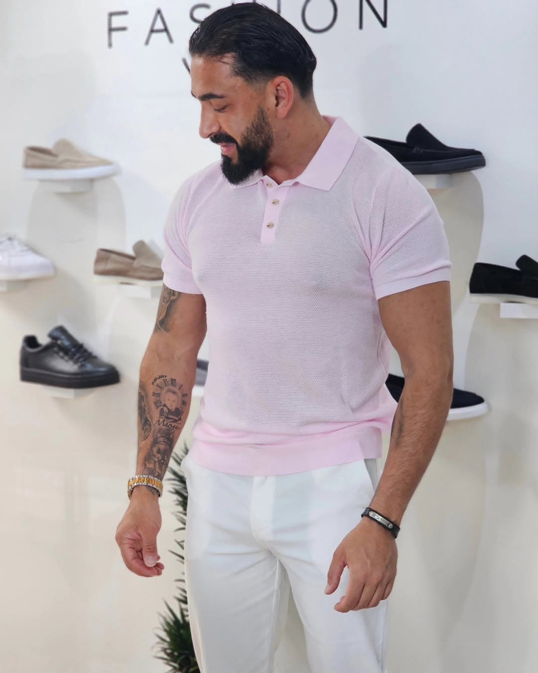 Polo met knopen 100% katoen Roze 623