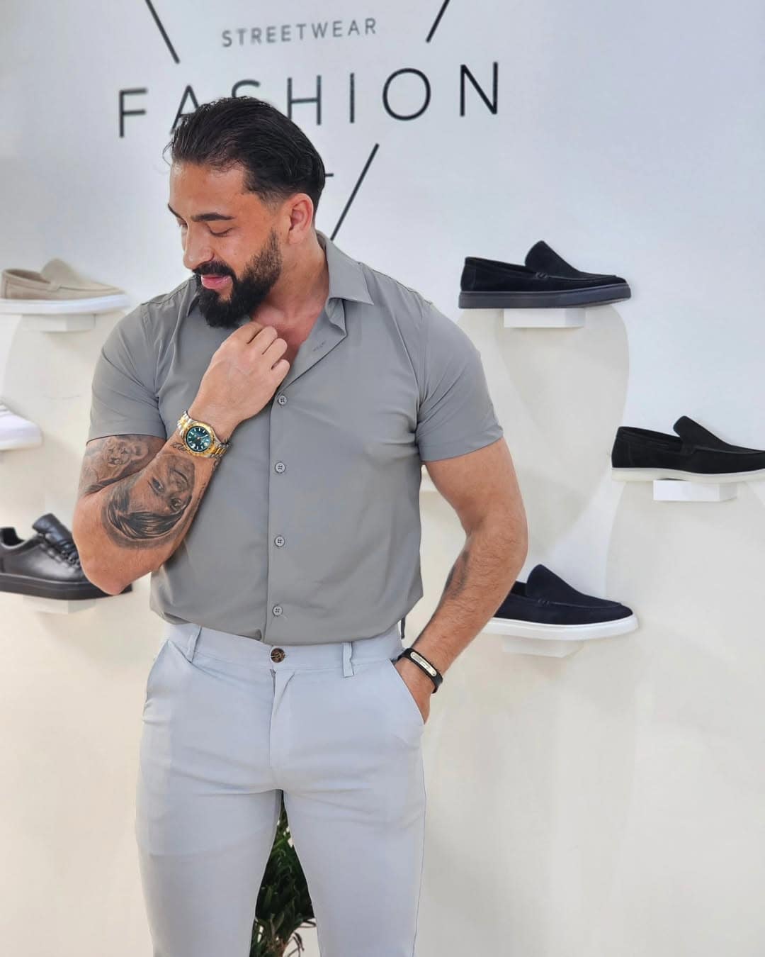 Glans Super Stretch Overhemd Grijs 21