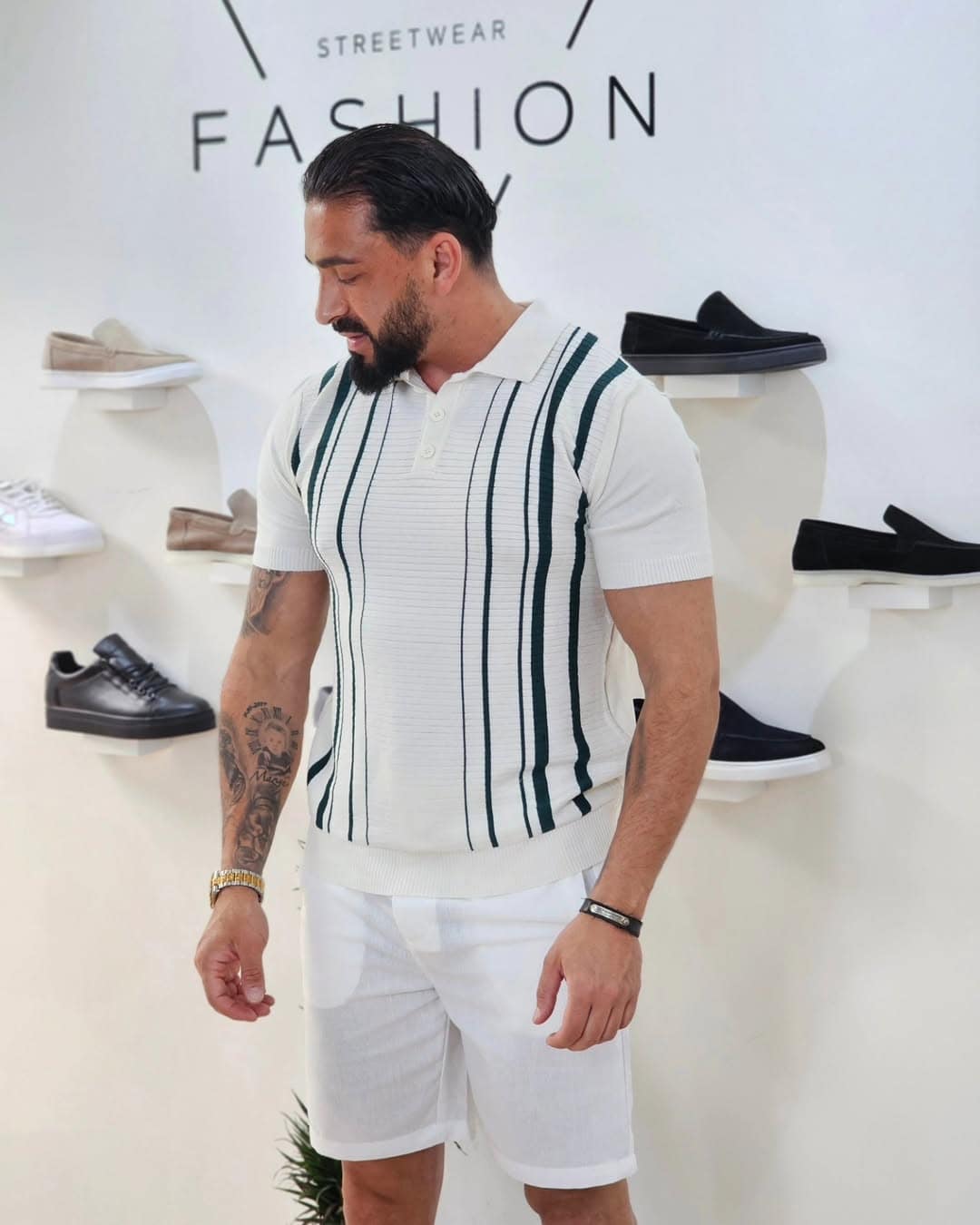 Polo met zijstrepen Groen 24170