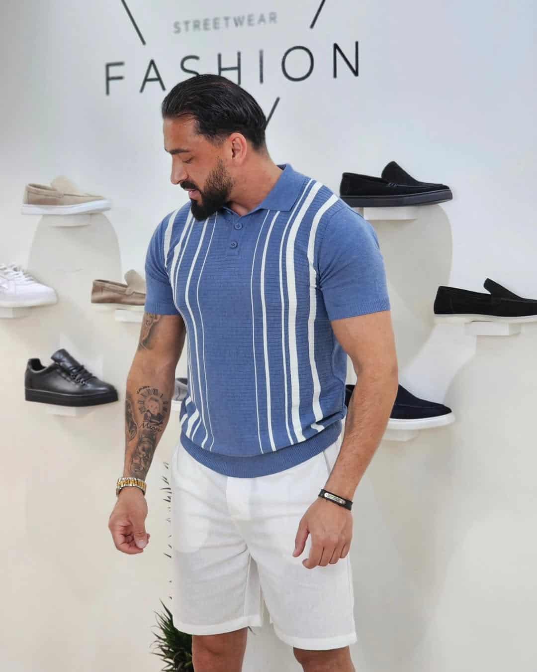 Polo met zijstrepen Blauw 24170