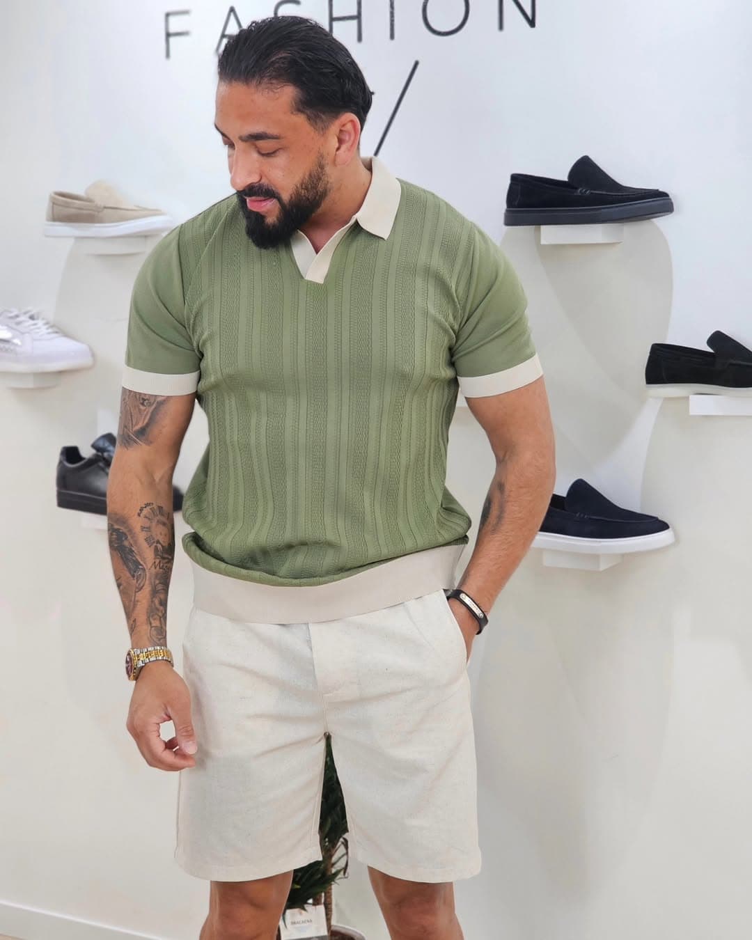 Stijlvolle Retro Polo Groen 3035