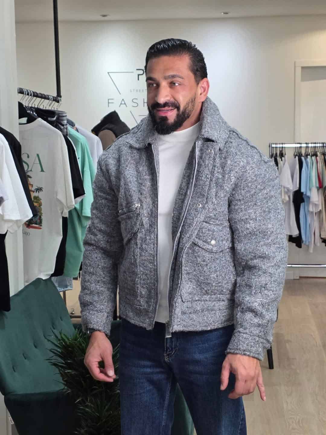 Boucle Wool-look Oversized Jas Grijs 9911