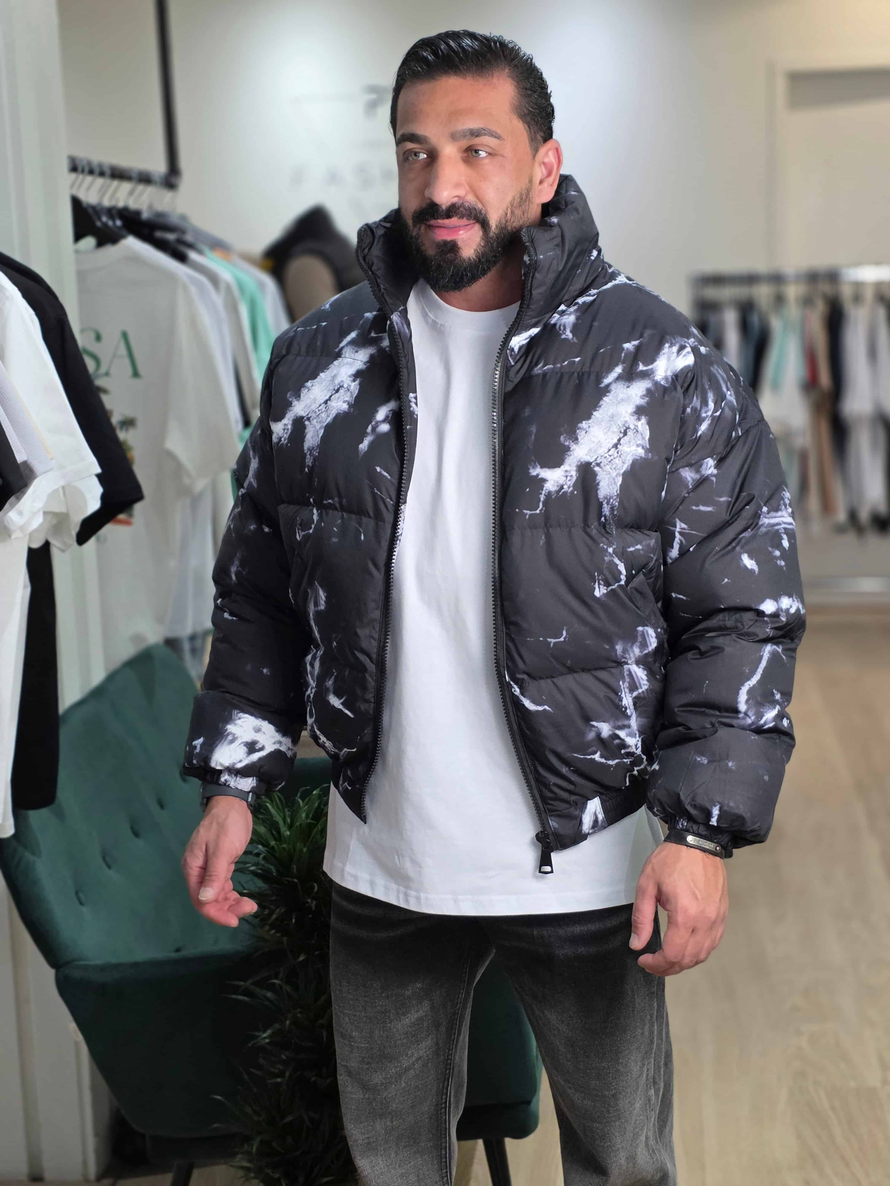 Marble Puffer Jas Zwart 162