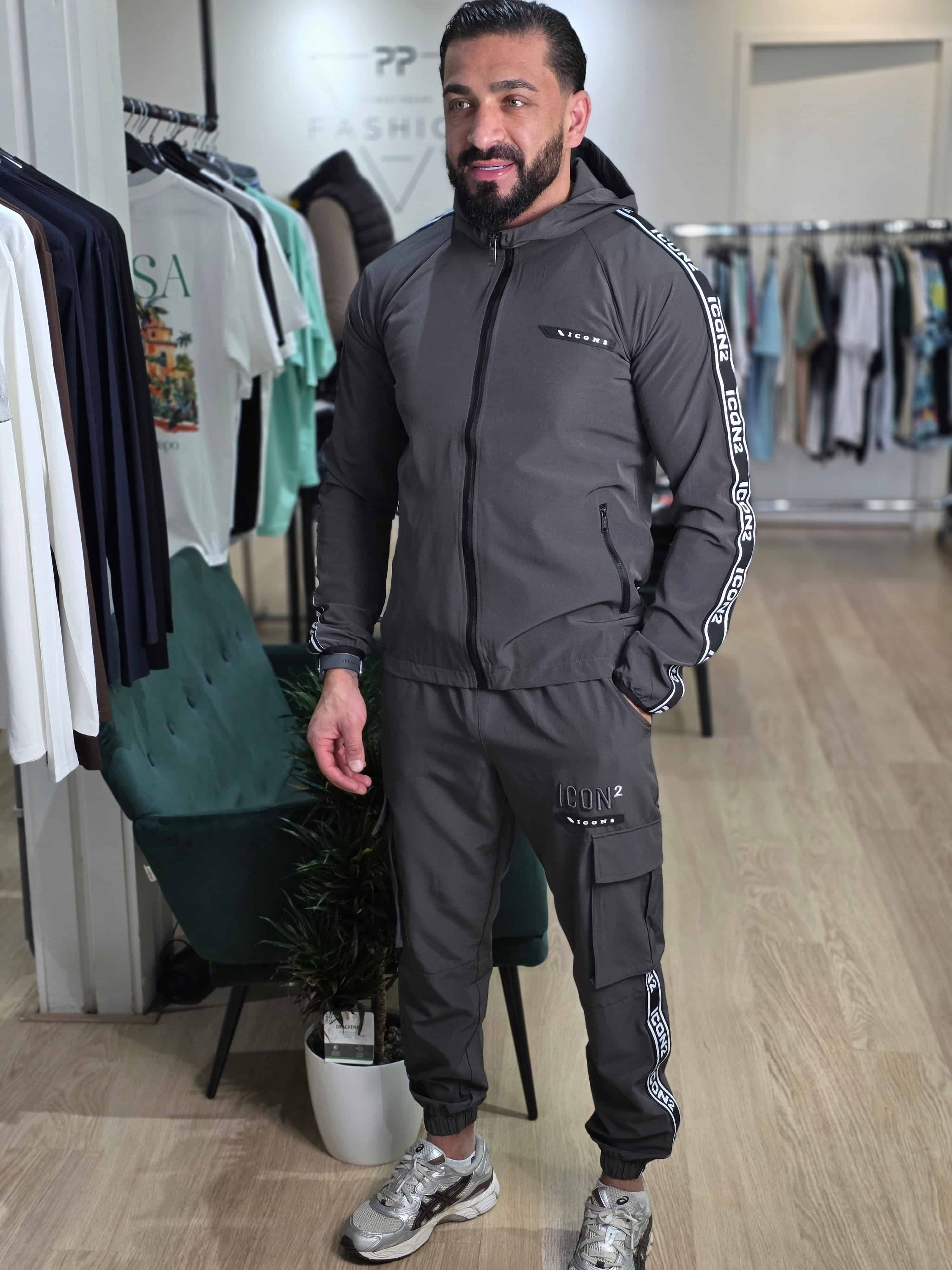 Icon2 Tech Trainingspak Joggingpak Donker Grijs 02