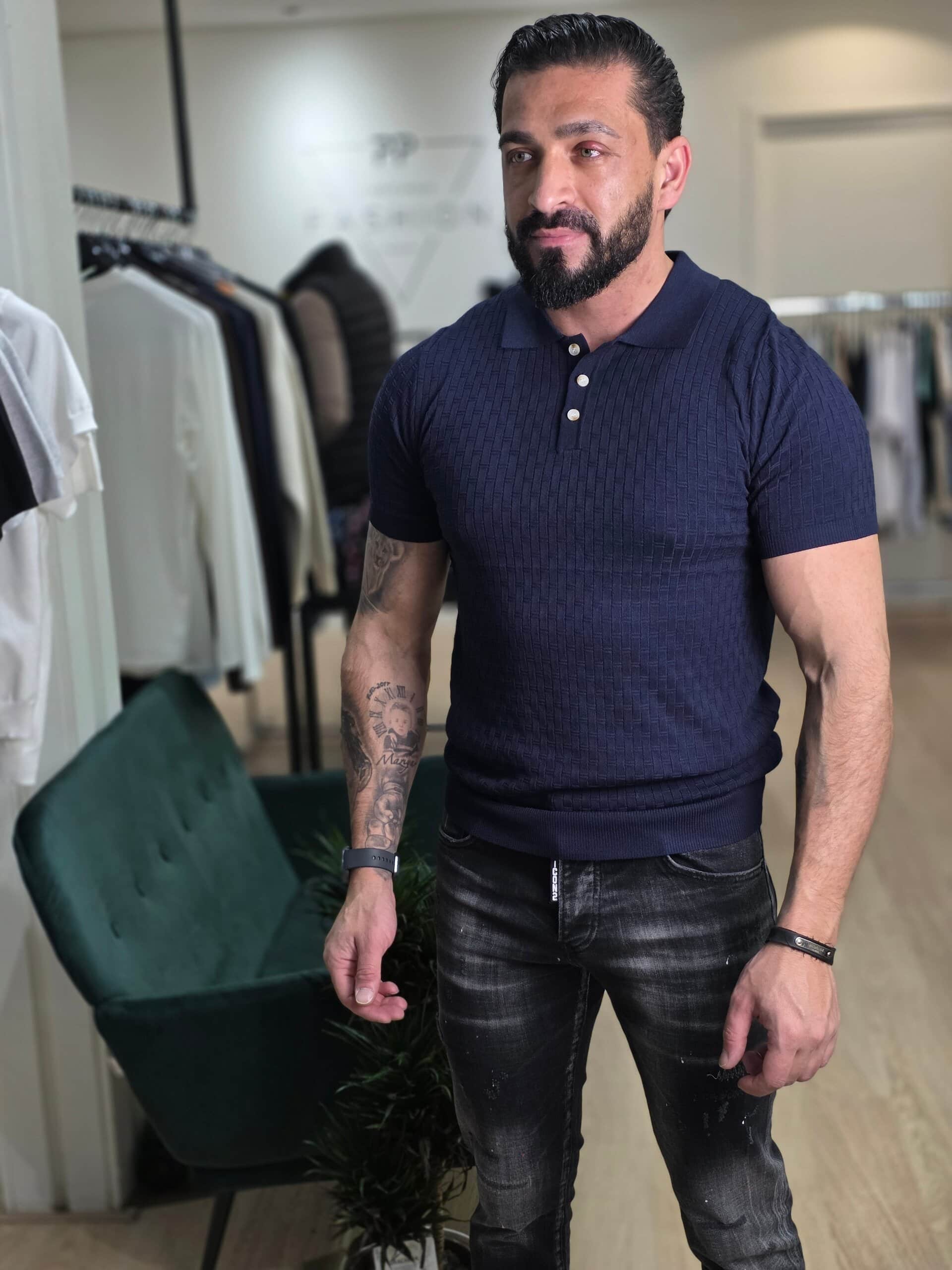 Polo met Knopen Korte Mouwen Navy 807