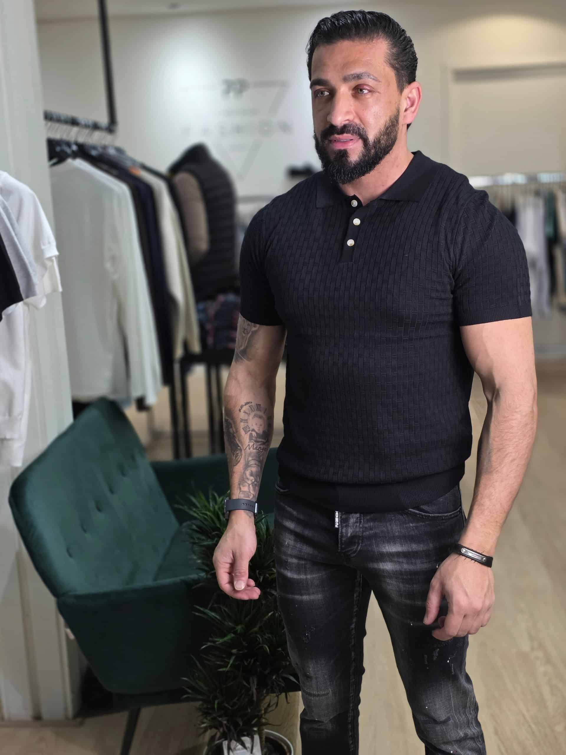 Polo met Knopen Korte Mouwen Zwart 807