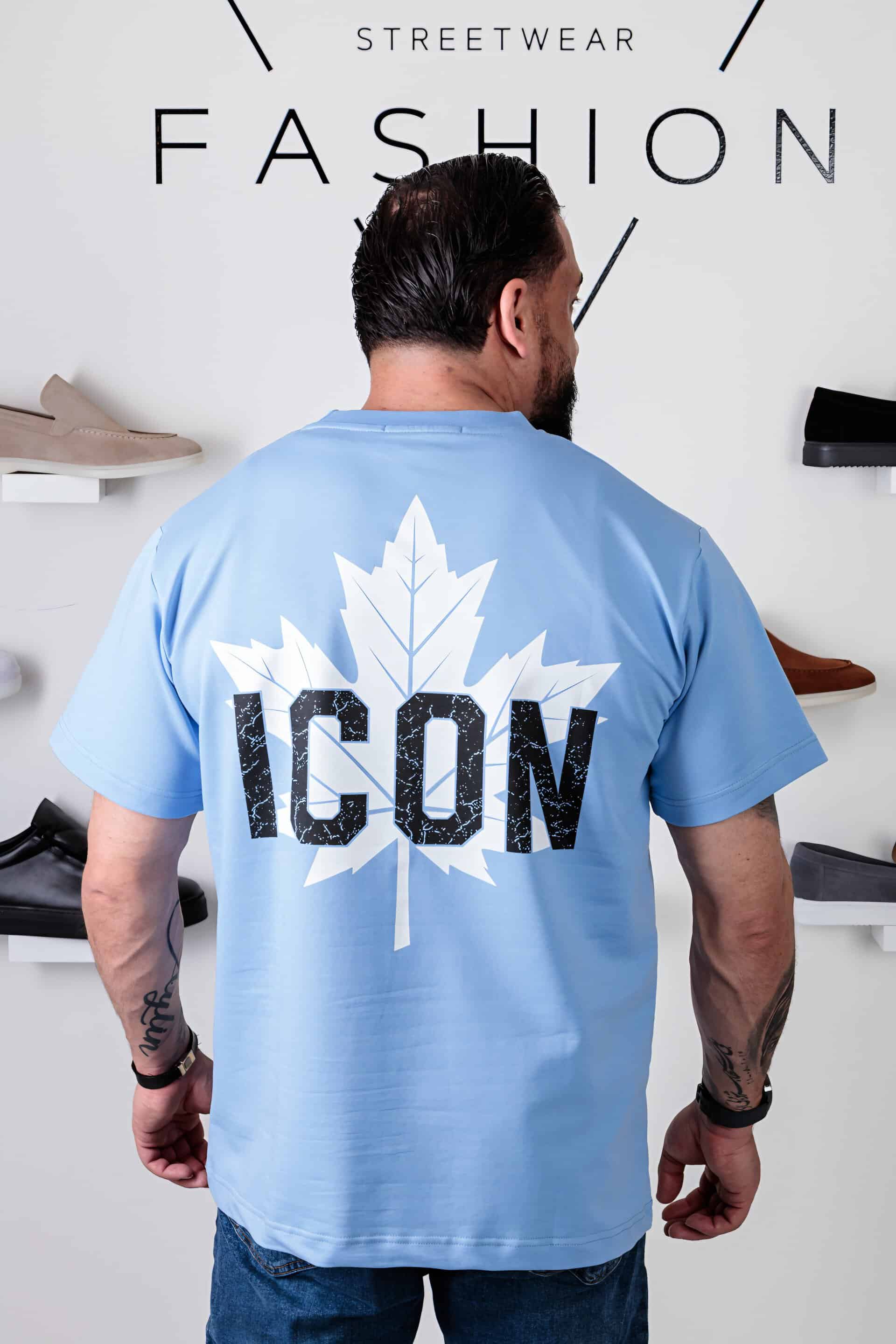 Icon Esdoornblad Oversized T-shirt Baby Blauw 106