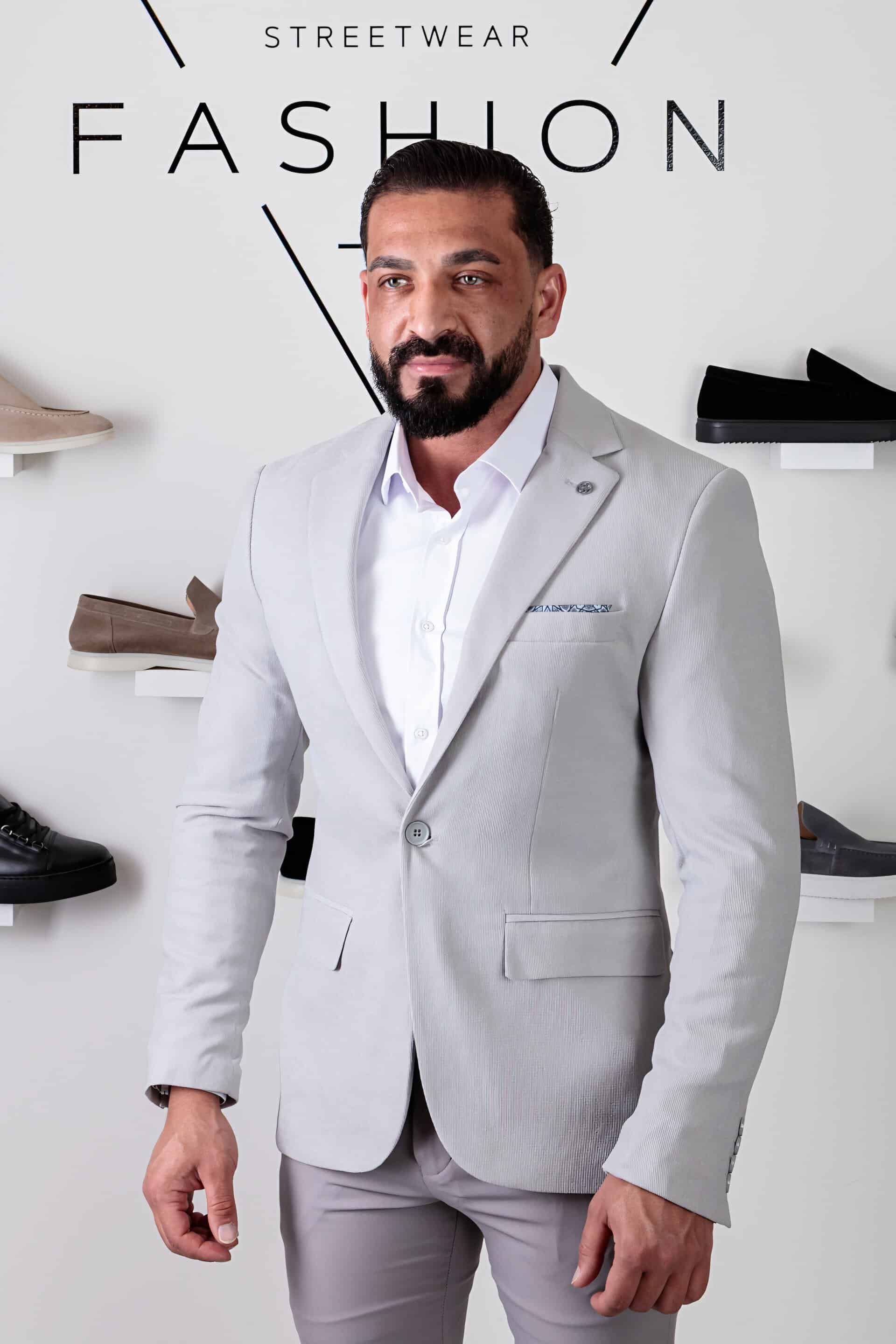 Heren Slim Fit Colber Grijs 893